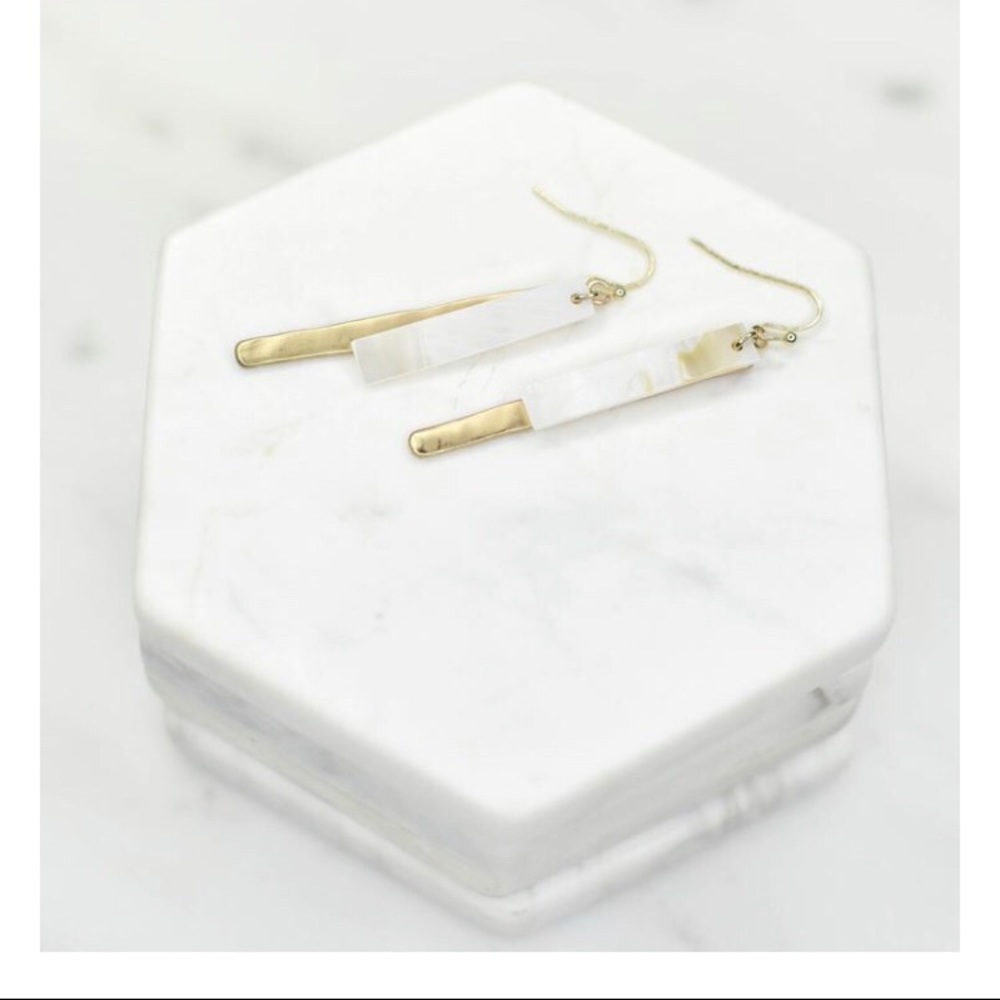 Orla Mother of Pear + Gold Metal Drop Earrings